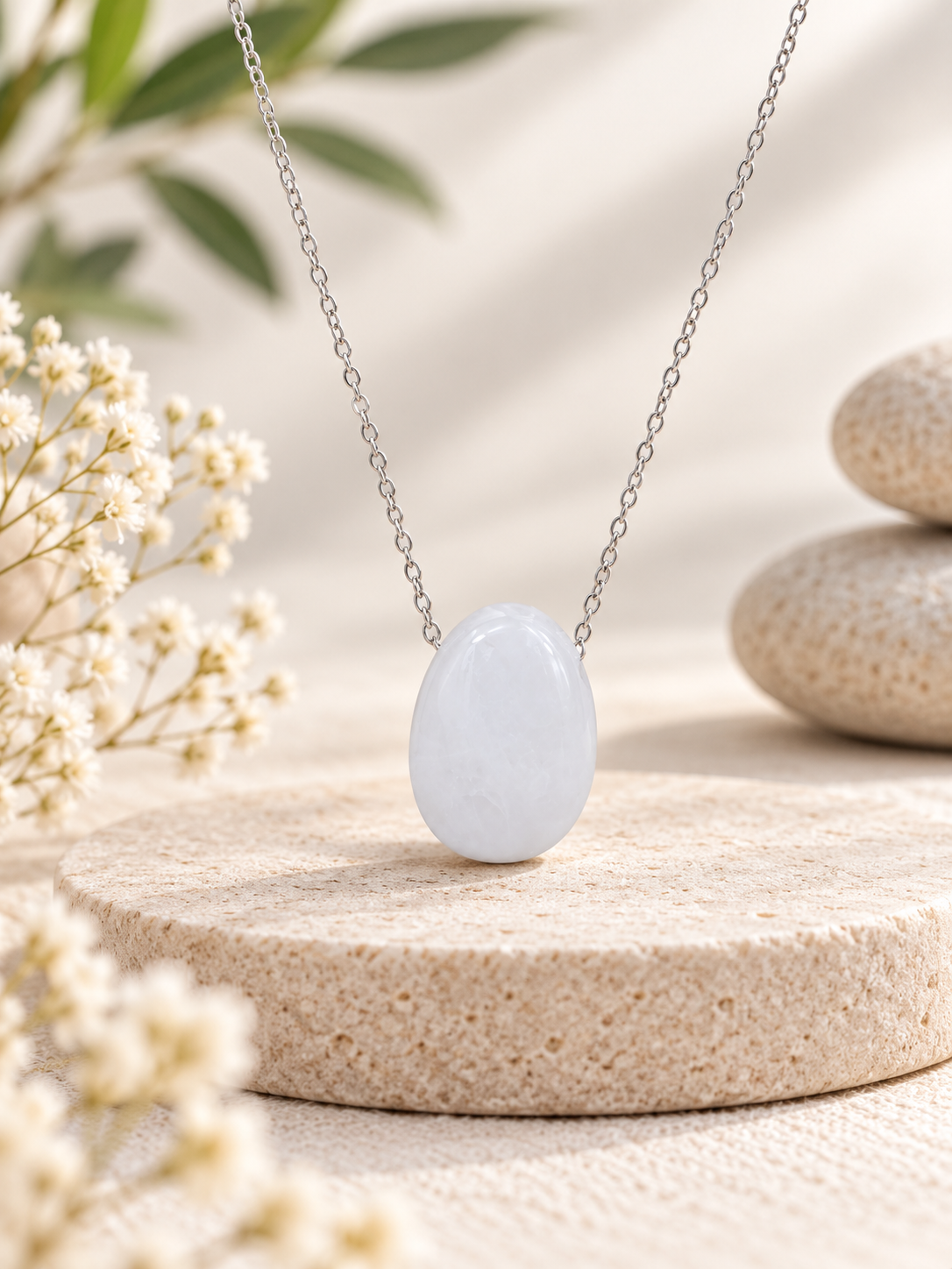 Collier pierre percée en Cristal de roche provenance du Brésil