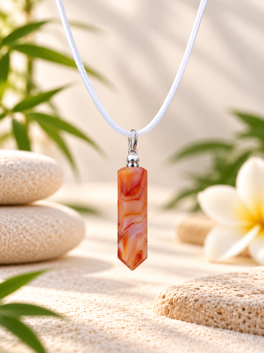 Collier pointe Cornaline pierre naturelle – Qualité A