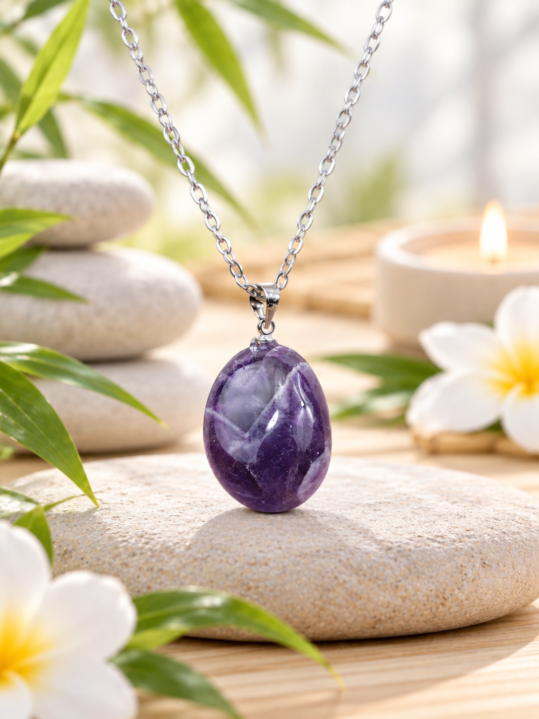 Collier Améthyste rubanée qualité A – Pierre naturelle du Brésil