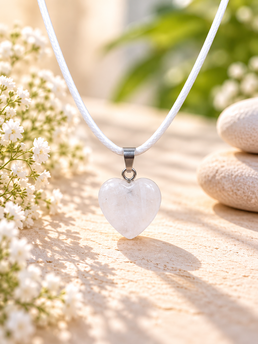 Collier Cristal de Roche en forme de cœur