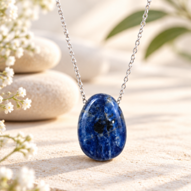Collier Pierre percée en Sodalite, provenance du Brésil