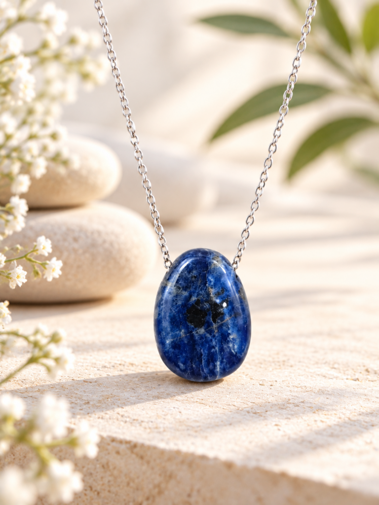 Collier Pierre percée en Sodalite, provenance du Brésil