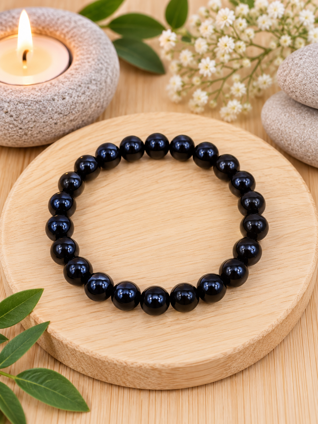 Bracelet Obsidienne noire pierre naturelle qualité A – 8 mm