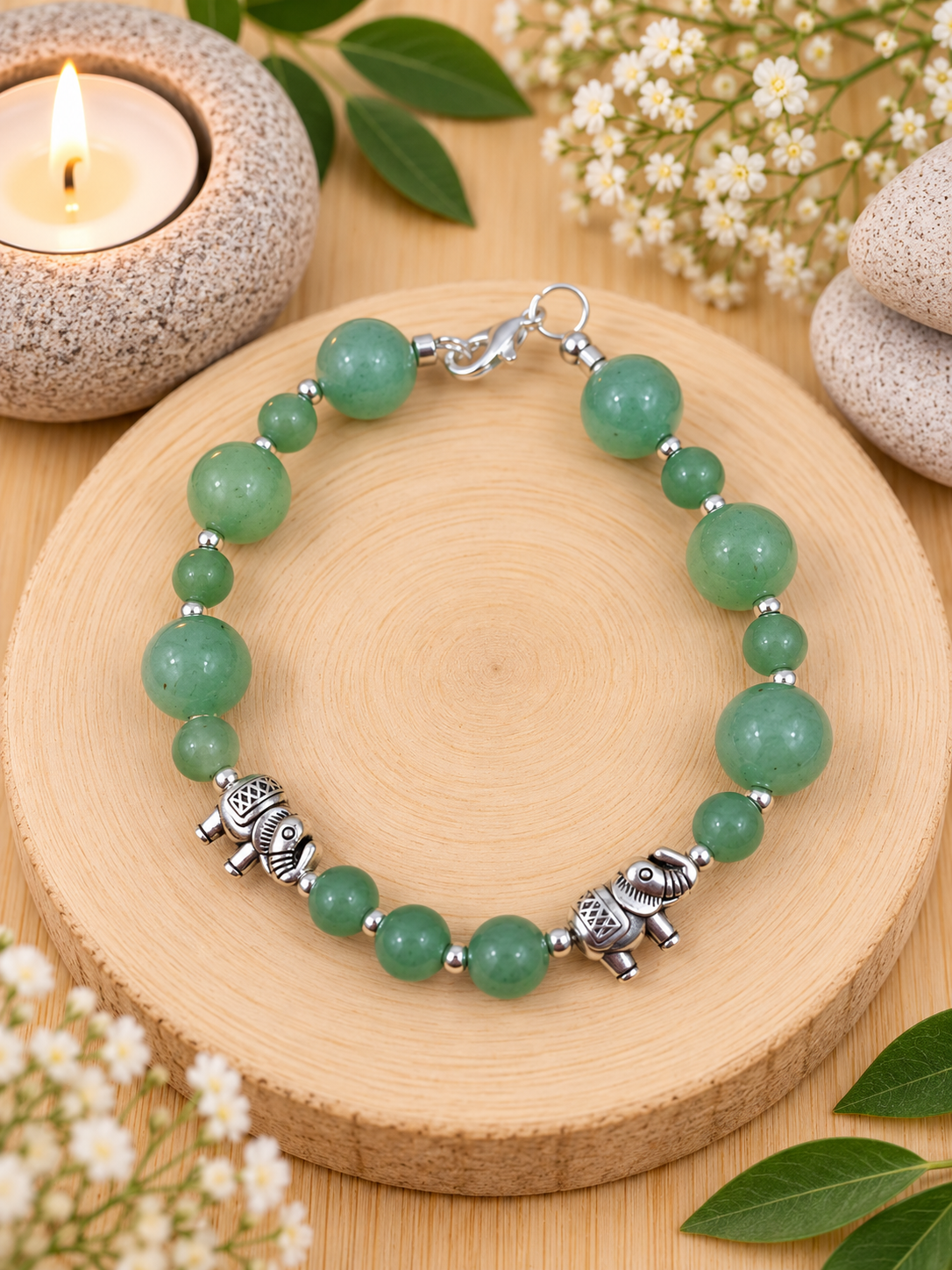 Bracelet Aventurine verte naturelle – Qualité A – Pierres 10 et 6 mm