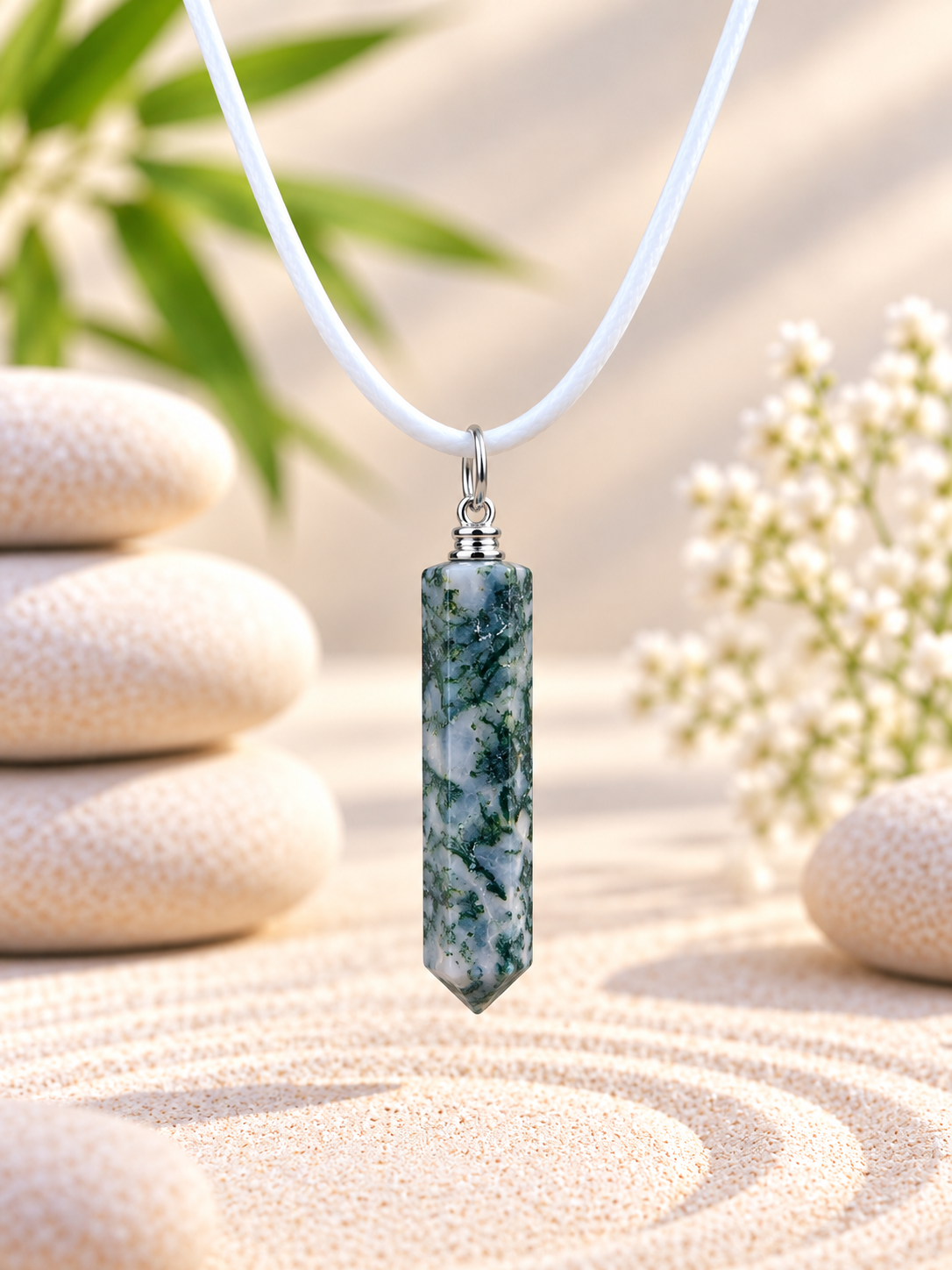 Collier pointe Agate arbre pierre naturelle – Qualité A